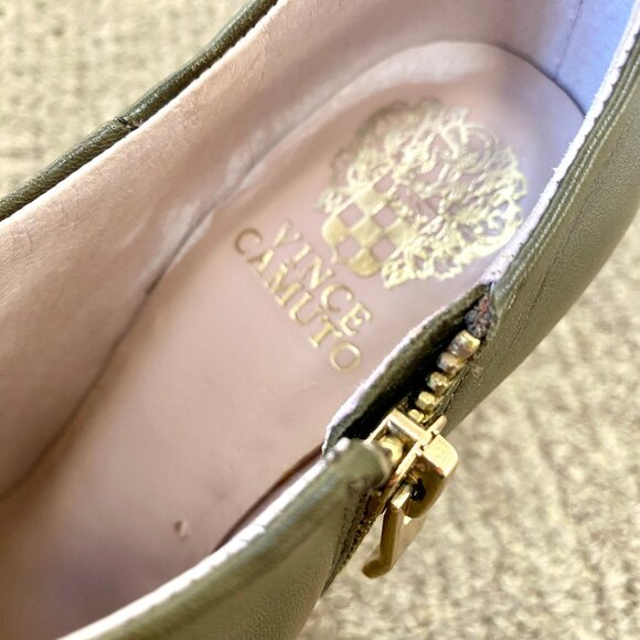 Vince Camuto "Elvin" Leather Platform Booties in Olive Drab Nappa, 6.5M - Picture 11 of 15